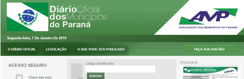 Prefeitura começa a realizar publicações no Diário Oficial dos Municípios do Paraná